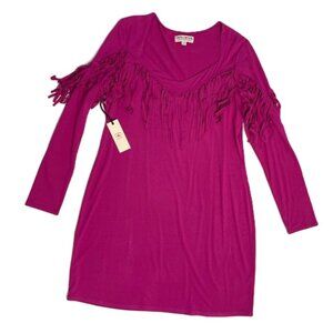 Idyllwind Fringe Mini Dress Women's XL Fuschia Pink Western Swing Boho Dance NWT